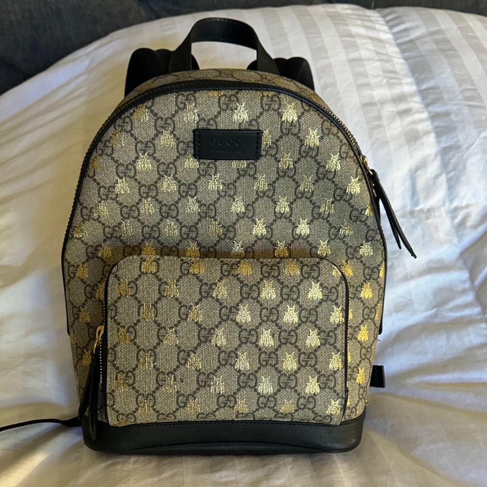 Gucci Monogram Beige and Black Backpack